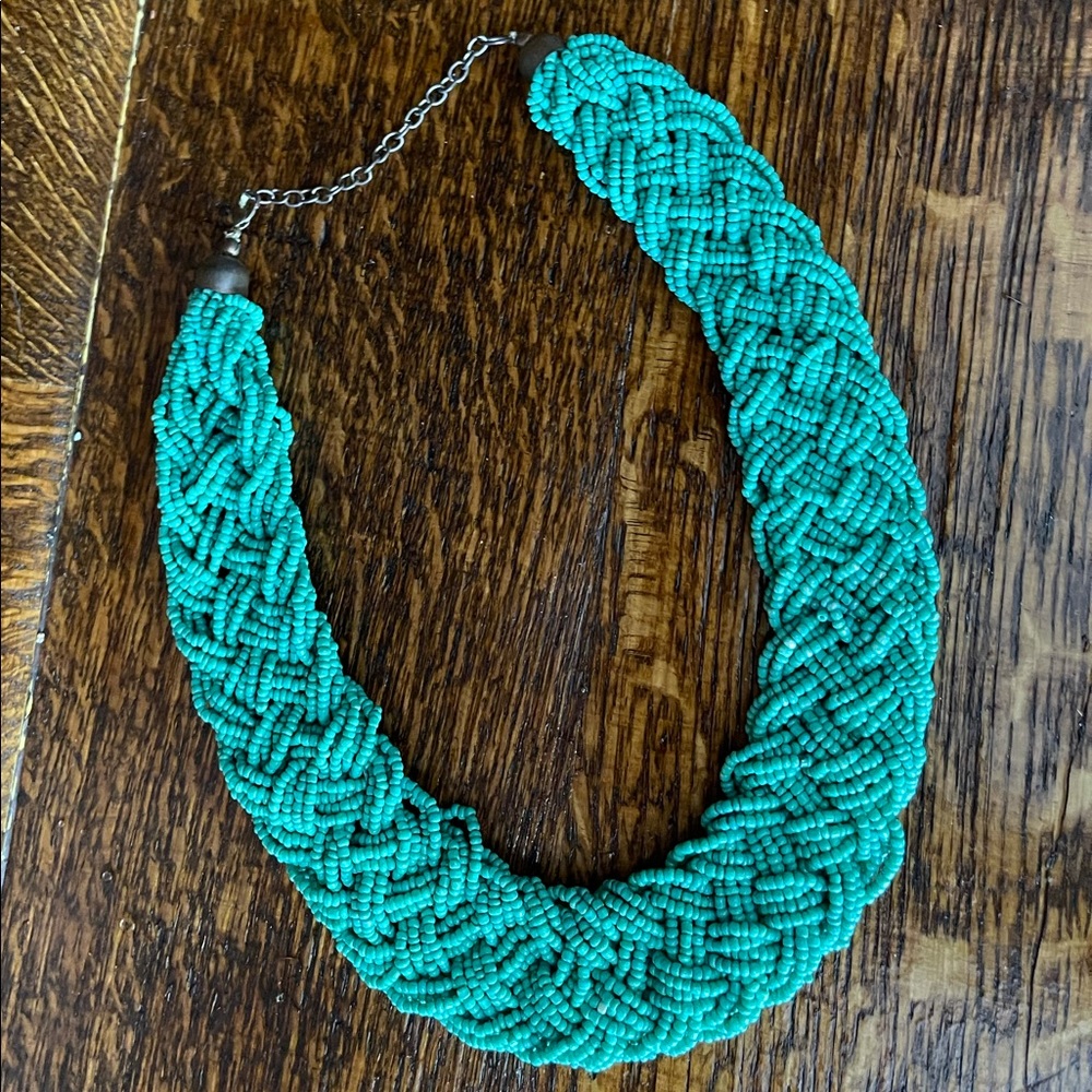 Teal beaded necklace